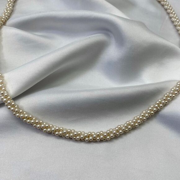 Vintage Cream White Strand of Faux Pearl Twisted Rope Necklace - Picture 2 of 5